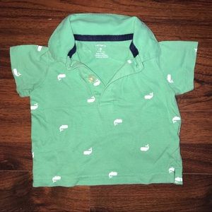 GUC 💛 CARTERS 9 MONTHS | Green Whale Collared Top